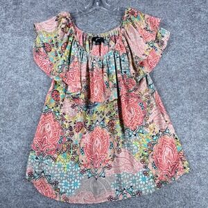 GNW Women's Boho Floral Paisley Ruffle Layered
Blouse Top Size M Medium Festival